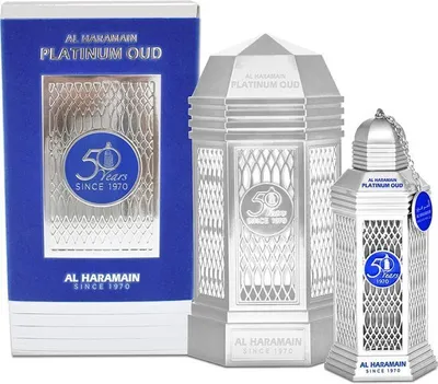 Obrázek produktu pro Al Haramain Platinum Oud 100ml, Unisex, 100 ml, Černý pepř, Kardamom, Cedrové dřevo, Vetiver, Dřevo, Jantar, Pižmo, Tonkové boby, 1 kusů