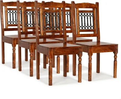 Image de Chaises à manger lot de 6 bois massif classique