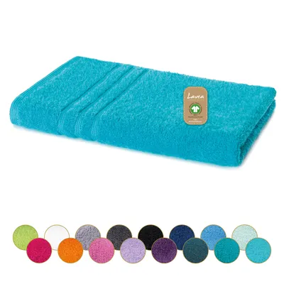 Produktbild von Lavea® Handtücher 50x100 cm, Frottierserie Bali, 100% Baumwolle, saugstark, weich, Set, waschbar, trocknergeeignet, Gästehandtücher - Türkis
