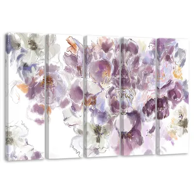 Produktbild von 5-teiliges leinwandbild irisblüte 150x100 cm Feeby weiß wandbild bereit zum aufhängen