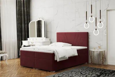 Produktbild von Boxspringbett Schlafzimmerbett RAMON 120x200cm in Stoff Matt Velvet Weinrot