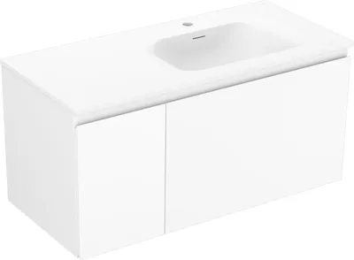Obrázok produktu pre Mexen Orio kúpeľňová skrinka 90 cm s umývadlom Vela, 2 zásuvky, biela lesklá - 91A10-09047-2-BFF00-W23M00