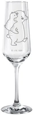 Produktbild von Mr. & Mrs. Panda Glas Papa Bär - Transparent - Geschenk, Vatertag, Bruder, Champagnerglas, Geburtstag, Vater, Sektflöte, Sektglas, Trinkglas, mit Gravur