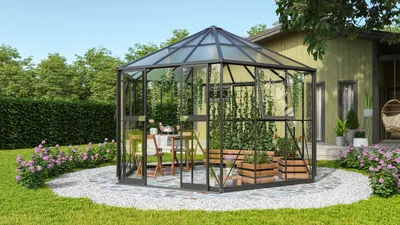 Produktbild von Vitavia Gewächshaus "Pi 9000" schwarz 3 mm ESG