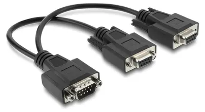 Produktbild von DELOCK Adapter Y-Kabel D-Sub9 1x St mit Muttern > 2x Bu 25cm
