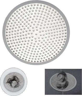 Productafbeelding van Famanu douchefilter met haarafvanger - roestvrij staal, 12 x 12 cm