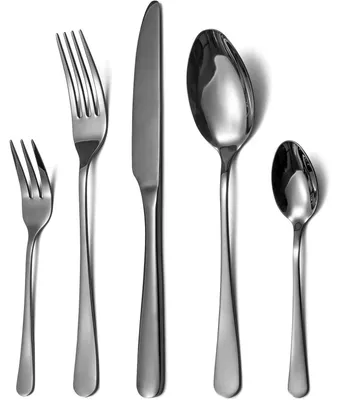 Produktbild von Besteck Set 30-teilig für 6 Personen Edelstahl Spiegelpoliert Schwarz Spülmaschinenfest