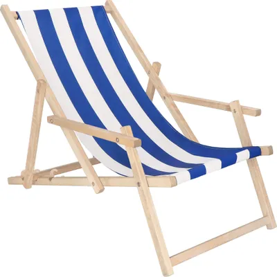 Produktbild von Liegestuhl aus Buchenholz Sonnenliege Gartenliege mit Armlehnen Strandliege