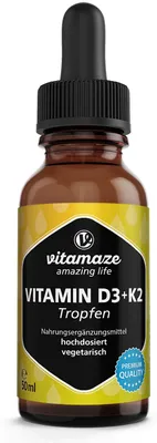 Obrázok produktu pre Vitamín D3 K2 1000 I.U./10 μg kvapky s vysokou dávkou 50 ml