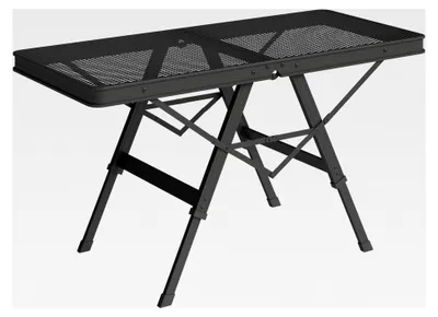 Produktbild von Höhenverstellbarer Campingtisch Klapptisch mit Metallgitter Gartentisch aus Aluminium leicht Multifunktionstisch Beistelltisch für Garten Balkon Camping 90 x 40,5 cm Schwarz