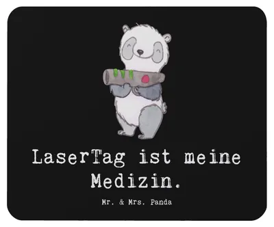 Produktbild von Mr. & Mrs. Panda Mouse Pad Panda LaserTag - Schwarz - Geschenk, Mousepad, computermatte, mauspad laptop, pc mausunterlage, Lasergame Zentrum