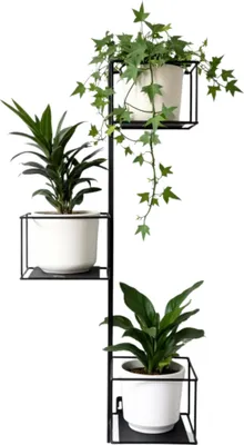 Produktbild von FRAMADO, Pflanzregal, Blumenhalter Metall 18x37x96cm, Foresta Verticale Schwarz