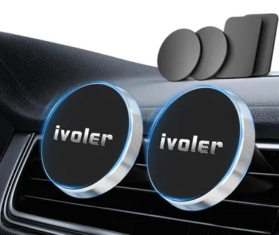Immagine prodotto di Supporto magnetico per telefono da auto, per bocchetta di ventilazione, 2 pezzi, argento, compatibile con schermi da 4,7 a 6,7 pollici