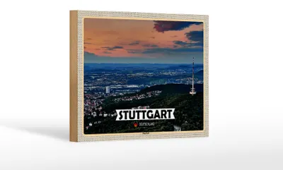 Produktbild von Holzschild Städte Stuttgart Blick auf Degerloch 18x12 cm Dekoration