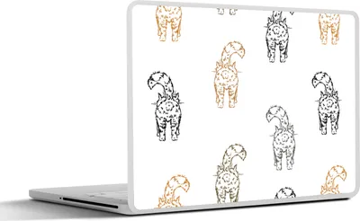 Produktbild von MuchoWow® Laptop Aufkleber Sticker Cover Muster - Kätzchen - Katze - Pastell - Mädchen - Kinder - Kind 36.5x27.5 cm - Laptop-Sticker
