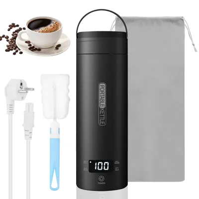 Reise-Wasserkocher 500 ml, 316 Edelstahl, doppelwandig, Temperatureinstellung