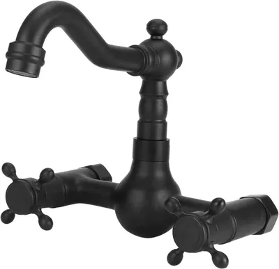 Produktbild von Wandmontage Küchenarmatur Kupfer, Doppelgriff, 360° drehbar, Warm- und Kaltwasser, für Küche und Bad