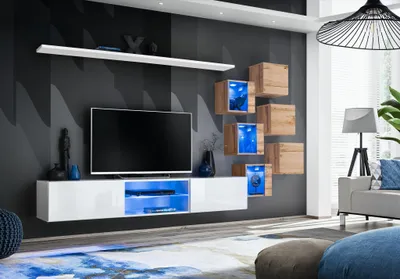 Immagine prodotto di Set completo da 8 pezzi: mobile a muro, credenza, supporto TV, mensole a parete