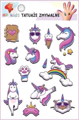 Produktbild von Abwaschbare Tattoos für Kinder Einhörner 1