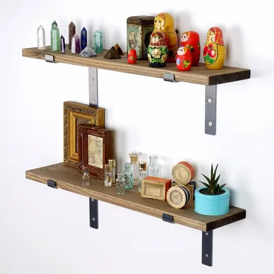 Obrázek produktu pro Skye Decor, LAM006, nástěnná police, černá, barva ořech, 100% smrkové dřevo