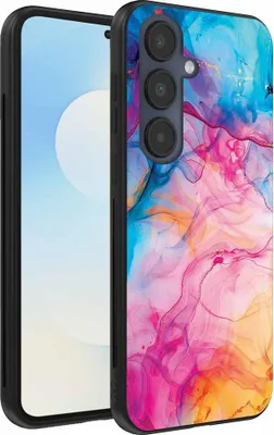 Produktbild von Geeignet für Samsung Galaxy S25 FE Telefon Fall mit Regenbogen Acryl Marmor Druck - TPU Backcover Fall Regenbogen Acryl Marmor Design - Smartphonica