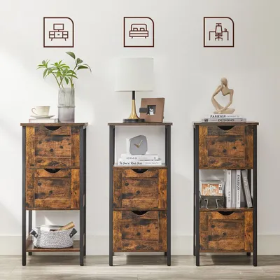Produktbild von Vintage-Badkamerkast aus Stahl - multifunktional - 37 x 30 x 80 cm - braun-schwarz