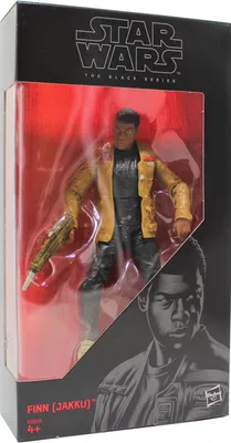 A Star Wars The Black Series Finn (Jakku) action figure in its packaging.