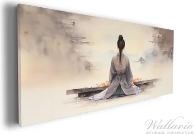 Produktbild von Wallario Premium Leinwandbild Morgenstille in Größe 30 x 75 cm