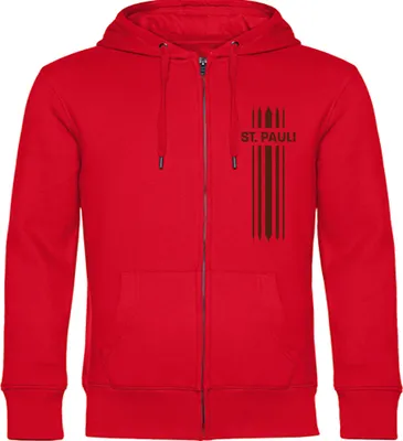 Produktbild von multifanshop Kapuzen Sweatshirt Jacke - St. Pauli - Streifen, rot, Größe XXL