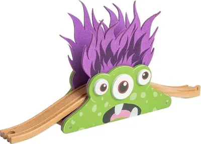 Produktbild von BigJigs Holz Monsterbrücke Spielzeug - buntes Holzeisenbahn Zubehör
