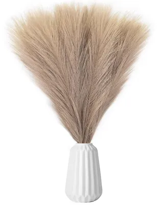 Künstliches Pampasgras 45 cm, 5 Stück, flauschig, Boho-Deko, Khaki