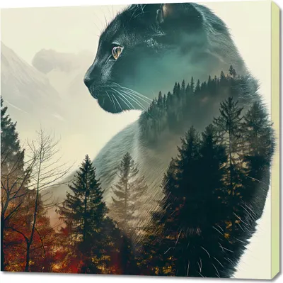 Produktbild von Bild 90x90cm Katzengeist Wald