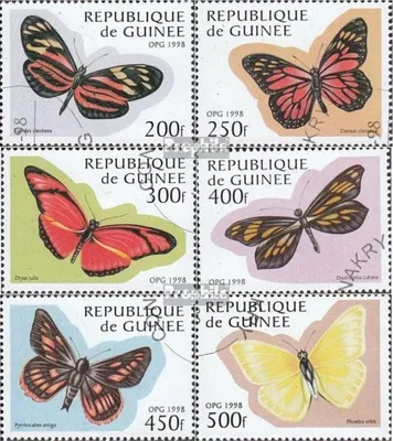 Produktbild von Briefmarken Guinea 1998 Mi 1716-1721 (kompl.Ausg.) gestempelt Schmetterlinge