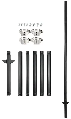 Gartenpfosten-Set 6-teilig, schwarz, 38-6 Absätze, 240 cm