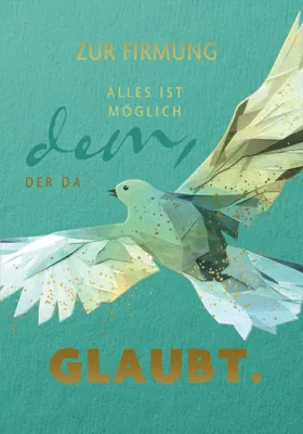 Produktbild von Firmungskarte mit elegantem Tauben-Motiv, foliert und inklusive passendem Umschlag
