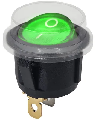 Produktbild von ProRide Wippschalter ON/OFF KCD2-220 mit Schutzkappe, 3-polig, 250 V/6 A, Grün