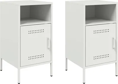 Immagine prodotto di Comodini 2 pz Bianchi 36x39x68 cm in Acciaio
