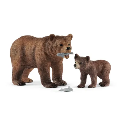 Produktbild von Wild Life Grizzlybär-Mutter mit Jungem, Spielfigur