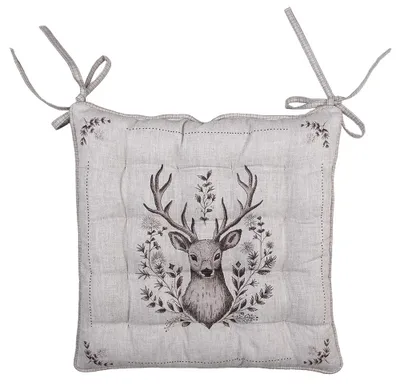Produktbild von Clayre & Eef Stuhlkissen Schaumstoff 40x40x4 cm Beige Baumwolle Hirsch
