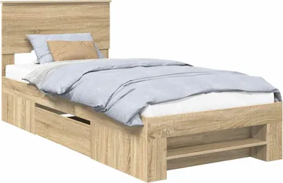 Produktbild von vidaXL Bettrahmen mit Kopfteil Sonoma-Eiche 90 x 200 cm Holzwerkstoff