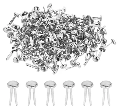 Produktbild von Musterbeutelklammern - 200 Stück Rundkopfklammern aus Metall - Basteln und Scrapbooking - 5 x 9 mm Silber