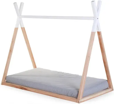 Produktbild von Tipi-Kinderbett – Spielbett – Zeltbett – Einzelbett – Kinderzimmerbett – Aus massivem Buchenholz