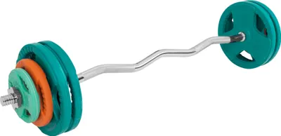 Produktbild von GORILLA SPORTS® Langhantel Set 35kg - SZ Curlstange 120cm, Gewichte 2x1,25kg / 2x2,5kg / 4x5kg, 30mm, 2x Sternverschlüsse, Gusseisen, Gummi Gripper, Verchromt, Gerändelt - Hantelset, Hantel Set