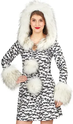 Produktbild von Schnee-Eule Kostüm für Damen - Weiß Schwarz Größe: 48/50