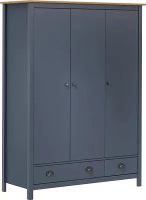 Obrázek produktu pro Šatní skříň se 3 dveřmi Hill Grey 127x50x170 cm Borovicové dřevo