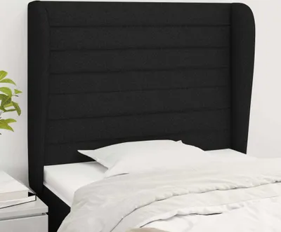Produktbild von "2026 Promotion" Kopfteil moderne - mit Ohren Schwarz 93x23x118/128 cm Stoff - Bettkopfteil CC5313
