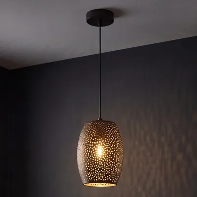 Obrázek produktu pro Závěsné svítidlo nad jídelní stůl, černé a zlaté, E27, Ø 15 cm, výškově nastavitelné, kovové, závěsné svítidlo do kuchyně