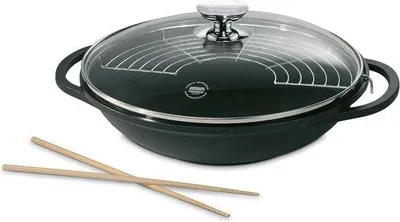 Produktbild von 32cm Titan-Wok mit Glasdeckel und Zubehör