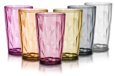 6er-Set bunte Trinkgläser, Kunststoff, 470 ml, unzerbrechlich, stapelbar
