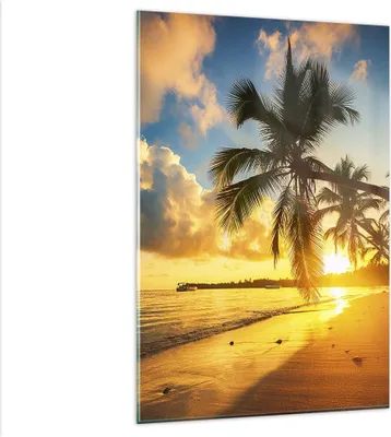Produktbild von Bilder auf glas - Einteilig - Meer Strand Palme - 80x120cm - Glasbilder - Wandbilder - Bilder - zum Aufhängen bereit - Wanddekoration aus Glas - Glas Bilder - Wandbild auf Glas - GPA80x120-3922
